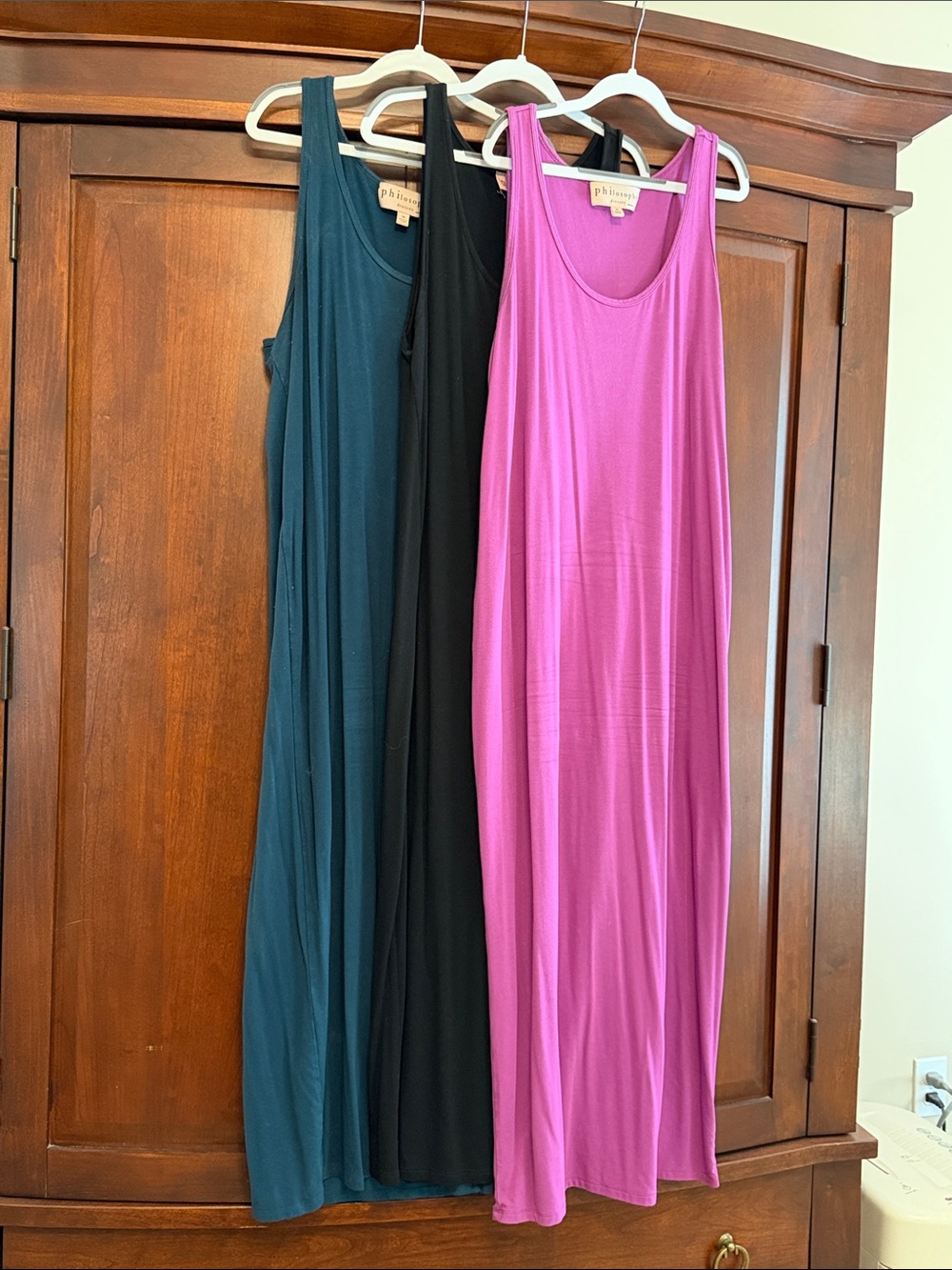 Philosophy Sleeveless Maxi Dress Trio - Teal, Black & Hot Pink